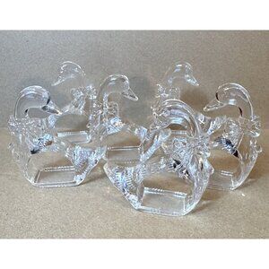 New Vintage 6 Clear Acrylic Swan W/ Bow Napkin Holder Rings 2.5'x3” Taiwan Made